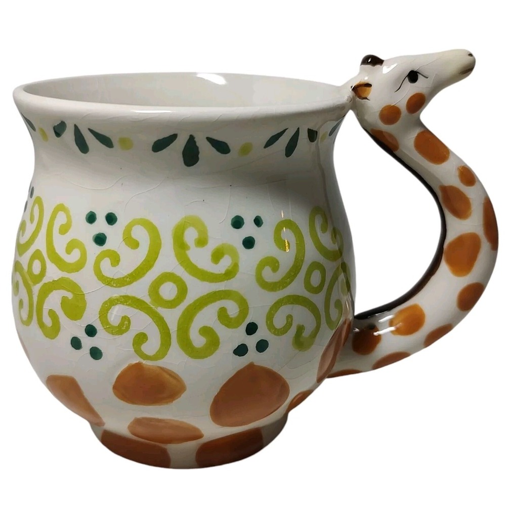 Giraffe Coffee‎ Mug Cup Boston Warehouse Trading Corp 4.75 In Crazing on Mug